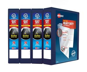 Avery Raccoglitore a 3 anelli resistente, anello inclinato One Touch da 3,8 cm, contiene carta da 21,6 x 28 cm, 4 raccoglitori blu navy (79871)