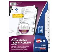 Avery Ready Index Table of Contents Dividers, 12-tab, 3 set (11078)