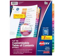 Avery Ready Index Table of Contents Dividers 3 Sets 15 tabs