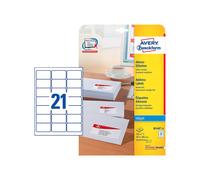Avery Self Adhesive Address Mailing Labels, Inkjet Printers, 21 Labels per A4 Sh