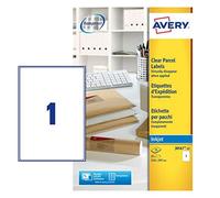 Avery Self Adhesive Clear Parcel Address Labels, Inkjet Printers, 1 Label per A4