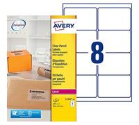 Avery Self Adhesive Clear Parcel Shipping Labels, Laser Printers, 8 Labels Per A