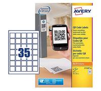 Avery Self-Adhesive Square Product/QR Code Labels, 35 Labels Per A4 Sheet ,White