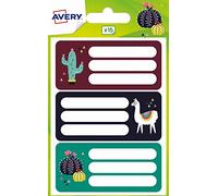 Avery Spagna ECOL15L-UK - Adesivi per libri e quaderni, 76 x 34 mm, lama e cactus, 15 etichette per busta