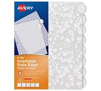 AVERY Style Edge 11291 - Set di 8 divisori inseribili in plastica, motivo floreale, colori assortiti, 5,4 x 115,9 x 34,4 cm