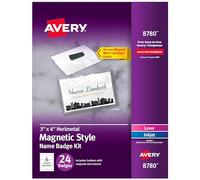 Avery Targhette personalizzabili con nome, stile magnete, 7,6 x 10,2 cm, porta etichette trasparenti con nome, inserti bianchi stampabili a laser/a getto d'inchiostro, 24 totali (8780)