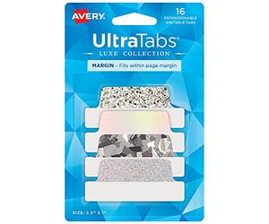 Avery Ultra Tabs Luxe Collection, 6,3 x 2,5 cm, design olografico iridescente, 16 linguette riposizionabili (74179)