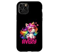 Avery - Unicorno colorato con nome personalizzato, da donna Custodia per iPhone 11 Pro