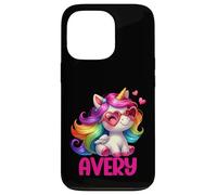 Avery - Unicorno colorato con nome personalizzato, da donna Custodia per iPhone 13 Pro