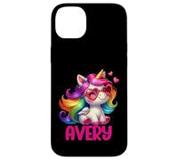Avery - Unicorno colorato con nome personalizzato, da donna Custodia per iPhone 14 Plus