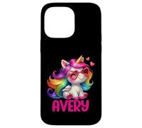 Avery - Unicorno colorato con nome personalizzato, da donna Custodia per iPhone 14 Pro Max