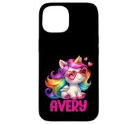 Avery - Unicorno colorato con nome personalizzato, da donna Custodia per iPhone 15