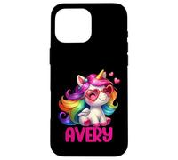 Avery - Unicorno colorato con nome personalizzato, da donna Custodia per iPhone 16 Pro Max