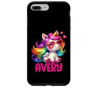 Avery - Unicorno colorato con nome personalizzato, da donna Custodia per iPhone 7 Plus/8 Plus