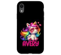 Avery - Unicorno colorato con nome personalizzato, da donna Custodia per iPhone XR