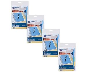 Avery Write & Erase - Mini divisori in plastica resistente per raccoglitori a 3 anelli e raccoglitori a 7 anelli, 14 x 21,6 cm, set con 5 schede, multicolore, 4 set di divisori per raccoglitori