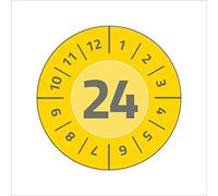 AVERY Zweckform 120 targhette di prova con anno 2024 (resistenti, autoadesive, diametro 20 mm, adesivo di prova, sigillo di prova scrivibile in vinile Art. 6943-2024, giallo