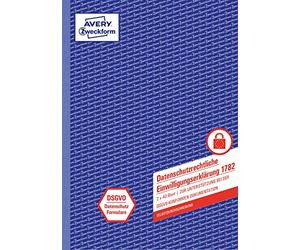 AVERY Zweckform 1782 - Classificazione per il diritto alla protezione dei dati (formulario, secondo DSGVO, DIN A4, autocopiante, 2 x 40 fogli), bianco/giallo