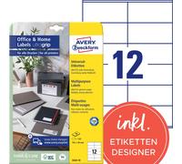 AVERY Zweckform 3424-10 Etichette per indirizzi (120 etichette adesive, 105 x 48 mm su A4, etichette stampabili, etichette autoadesive per indirizzi con Ultragrip, ideali per casa e ufficio), 10