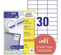Avery Zweckform 3489 Universal Labels 100 Sheets 3,000 Labels 70 x 29.7 mm White