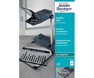 Avery Zweckform, 3555, Fogli trasparenti, 100 Fogli, non stratificati, con divisori, solo per fogli singoli