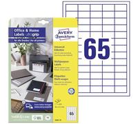 AVERY Zweckform 3666-10 - Etichette adesive per indirizzi (650 etichette adesive, 38 x 21,2 mm su formato A4, stampabili, per indirizzi con ultragrip, ideali per HomeOffice), 10 fogli, colore: Bianco