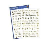 Avery Zweckform, 44 adesivi natalizi dorati e con scritta, realizzati in rilievo e con pellicola trasparente