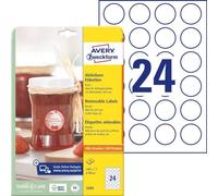 Avery Zweckform 5080 Jam Labels, A4, 240 Round Labels Removable, Diameter 40 mm