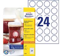 Avery Zweckform 5080 Jam Labels, A4, 240 Round Labels Removable, Diameter 40 mm