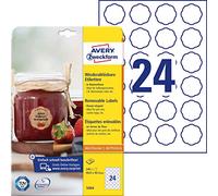 AVERY Zweckform 5084 - Etichette per marmellate rimovibili, 40,8 x 40,3 mm, formato A4, a forma di fiore, per barattoli di conserve, sacchetti da pasticceria, regali, fatti in casa dalla cucina), 10