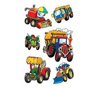 Avery Zweckform, 53144 - Adesivi per bambini trattori 18 Aufkleber bunt