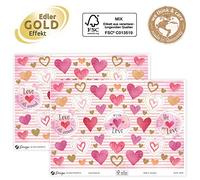 AVERY Zweckform 54559 - Adesivo decorativo 112 cuori, Love (etichette su foglio A5, etichette adesive per compleanno, matrimonio, feste, regali e biglietti, effetto dorato)