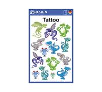 AVERY Zweckform 56751 tatuaggi per bambini, 14 pezzi (tatuaggi temporanei draghi, tatuaggi per bambini, impermeabili, adesivi per compleanni dei bambini, regalini, giochi per feste, giochi per
