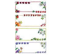 Avery Zweckform 59652 - Etichette per barattoli e libri, cornici decorative con frutta, carta su cui scrivere, 3 fogli, 12 etichette