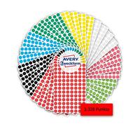 Avery Zweckform 59994 - Punti adesivi 3.328 pezzi (punti autoadesivi, diametro 8 mm, 416 punti per colore, 8 colori, adesivi rotondi per calendari, planner e artigianato, carta opaca)