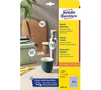 AVERY Zweckform 6221-10 - Etichette rotonde (3.150 adesivi, diametro 10 mm su fogli A4, adesivi rotondi da stampare, etichette autoadesive permanenti per barattoli di marmellata) su 10 fogli, bianche