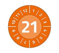 AVERY Zweckform 6943-2021 - Etichette di prova, 120 etichette con numero 2021, Ø 20 mm, 8 fogli, arancione