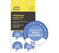 AVERY Zweckform, 7909, etichette di prova testate secondo la normativa DGUV 3, durevoli, autoadesive, 30 mm, sigillo di prova in vinile, blu, 80 pezzi