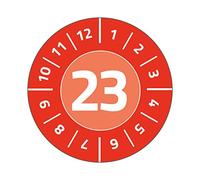 AVERY Zweckform 80 badge per test anno 2023 (durevole, forte, autoadesivo, diametro 30 mm, adesivo di prova, sigillo di prova in pellicola vinilica), articolo 6944-2023, rosso