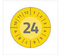 AVERY Zweckform 80 targhette di prova con numero 2024 (resistenti autoadesive, Ø 30 mm, adesivo di prova, sigillo di prova scrivibile in pellicola documentaria) Art. 6946-2024, giallo