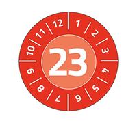 AVERY Zweckform 80 targhette di prova con numero di anno 2023 (anticontraffazione, autoadesive, Ø 30 mm, adesivo di prova, etichetta di prova scrivibile, in pellicola documento), Art. 6946-2023, rosso