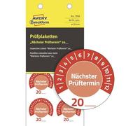 AVERY Zweckform - 80 targhette di prova Nächster data di prova 20 x (con numero di anno da inserire autonomamente, resistenti, autoadesive, Ø 30 mm, adesivo di prova, sigillo di prova in vinile) 7904 rosso