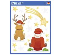 AVERY Zweckform 9 immagini per finestre con renna di Babbo Natale (made in Germany, autoadesivi per finestre, decorazione natalizia per finestre, pellicola rimovibile lucida), 1 foglio/9 adesivi per