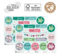 AVERY Zweckform Adesivi per compleanno, 38 adesivi (etichette su foglio A5, etichette adesive per regali e biglietti, effetto argento) 54558 4004182545584