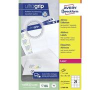 etichette adesive l7160 - in carta - angoli arrotondati - laser - permanenti - 63,5 x 38,1 mm - 21 et/fg - 100 fogli -