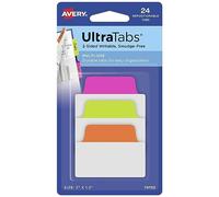 AVERY Zweckform Art. 74753 - Strisce adesive trasparente/neon (24 note adesive, 50,8 x 38,1 mm, scrivibili su entrambi i lati, fogli adesivi rimovibili, Page Marker, Sticky Notes, etichette adesive)