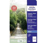 Avery Zweckform Art. C2580 Premium Inkjet carta fotografica (50 fogli, 250 g/m², 13 x 18 cm, carta fotografica opaca satinata, rivestimento su un lato, asciugatura immediata e resistente alle