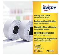 AVERY ZWECKFORM - Confezione da 5 confezioni da 10 rotoli da 1200 etichette a 2 righe (10+ 8 caratteri) bianche adesive perm PLP1626