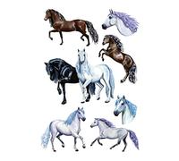 Avery Zweckform - Confezione di 3 fogli con adesivi per bambini, 76 x 120 mm, motivo: cavalli sul prato