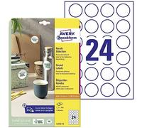 AVERY Zweckform Etichette rotonde L3415-10 (240 adesivi su 10 fogli da stampare, autoadesivi, Ø 40 mm, A4, punti adesivi per etichettare documenti, prodotti), colore: Bianco